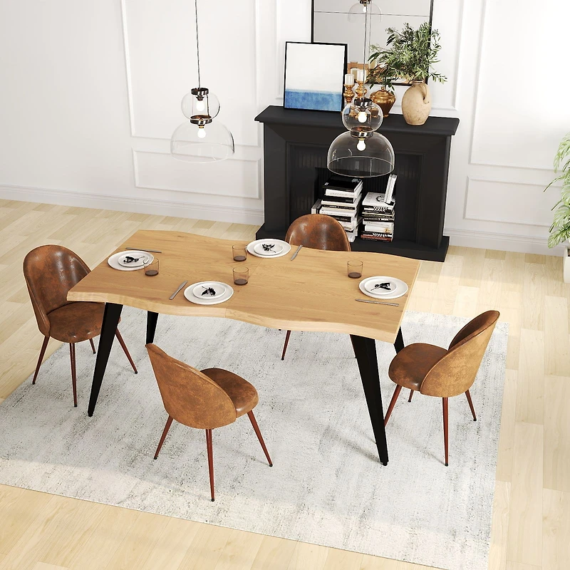 5-Piece Dining Set Natural Wood Table With Haven Brown Chairs