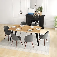 7-Piece Dining Set Light Wood Table With Haven Grey Chairs by Maison Classique