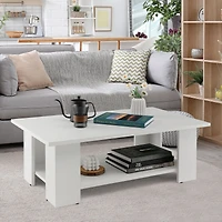 Large 41" 2-tier Wooden Modern Coffee Table, Storage Shelf