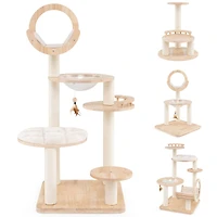 4-in-1 Large Wooden Cat Tower, Space Capsule Nest for Indoor Cats