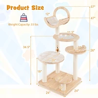 4-in-1 Large Wooden Cat Tower, Space Capsule Nest for Indoor Cats