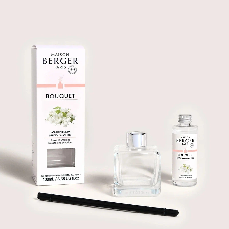 Bouquet parfumé + 100 ml de recharge « Ice Cube » par Maison Berger Paris - Jasmin précieux