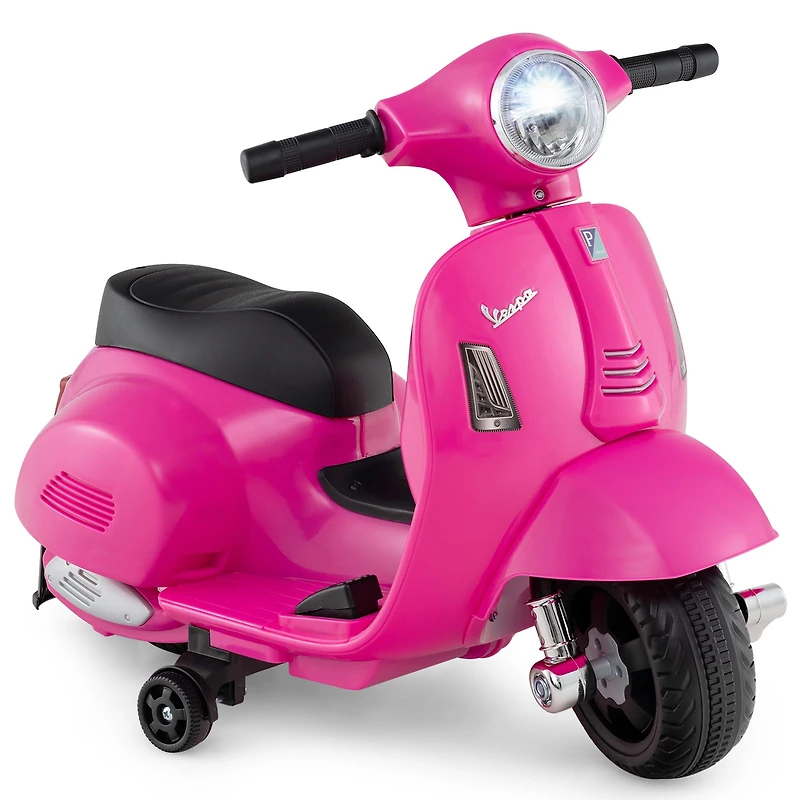 Kids Ride on Motorcycle Licensed Vespa, LED Headlight and Horn Sound - Pink