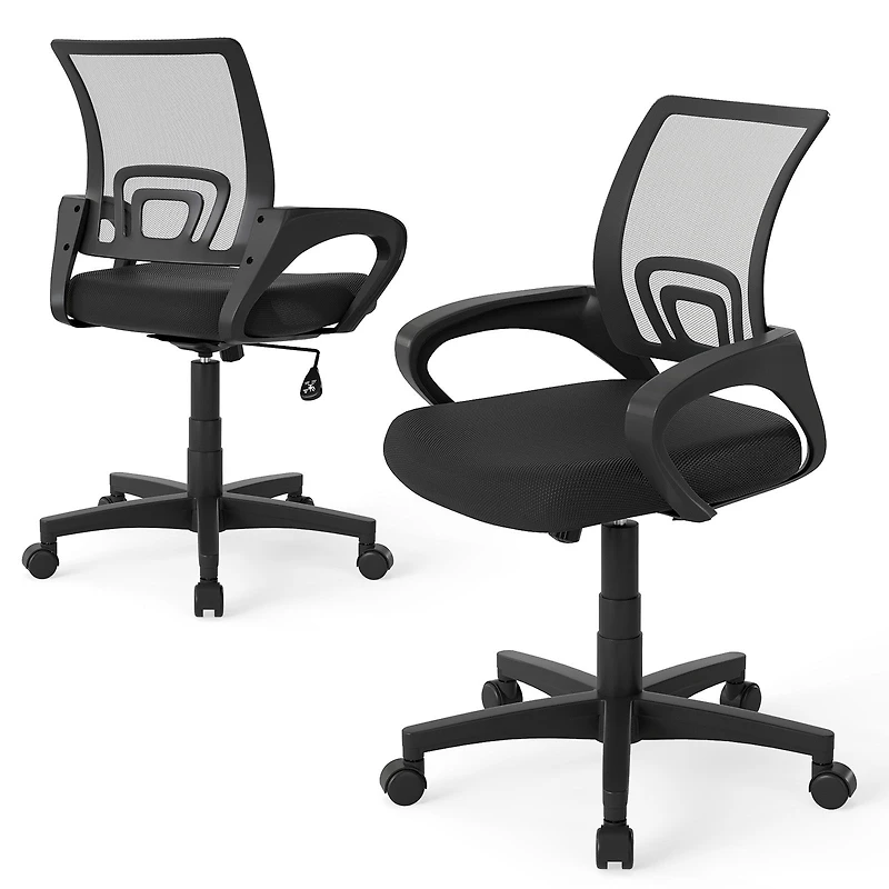 Mid-Back Mesh Office Chair Ergonomic Computer Chair, Lumbar Support - Black