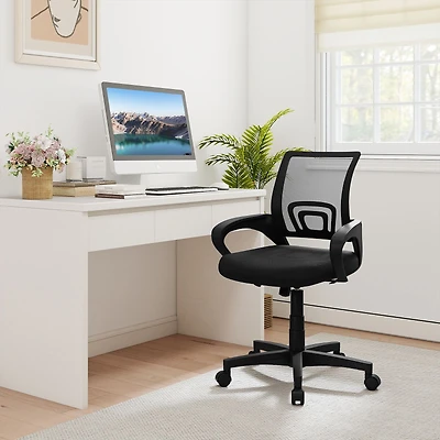 Mid-Back Mesh Office Chair Ergonomic Computer Chair, Lumbar Support - Black