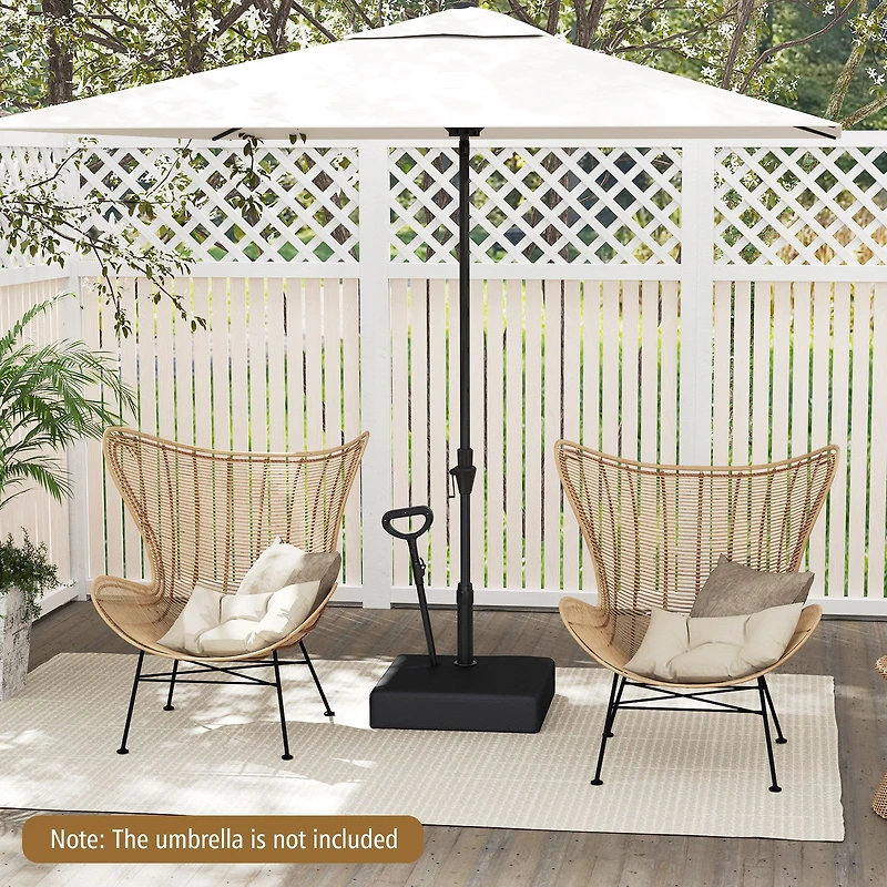 Mobile Patio Umbrella Base Water Sand Fillable Market Table Umbrella Stand, 3 Wheels - Black