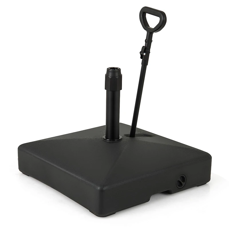 Mobile Patio Umbrella Base Water Sand Fillable Market Table Umbrella Stand, 3 Wheels - Black