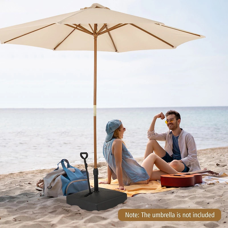 Mobile Patio Umbrella Base Water Sand Fillable Market Table Umbrella Stand, 3 Wheels - Black