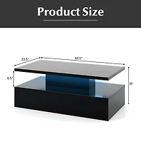 Modern 2-tier High Glossy Table with Adjustable Light Colors