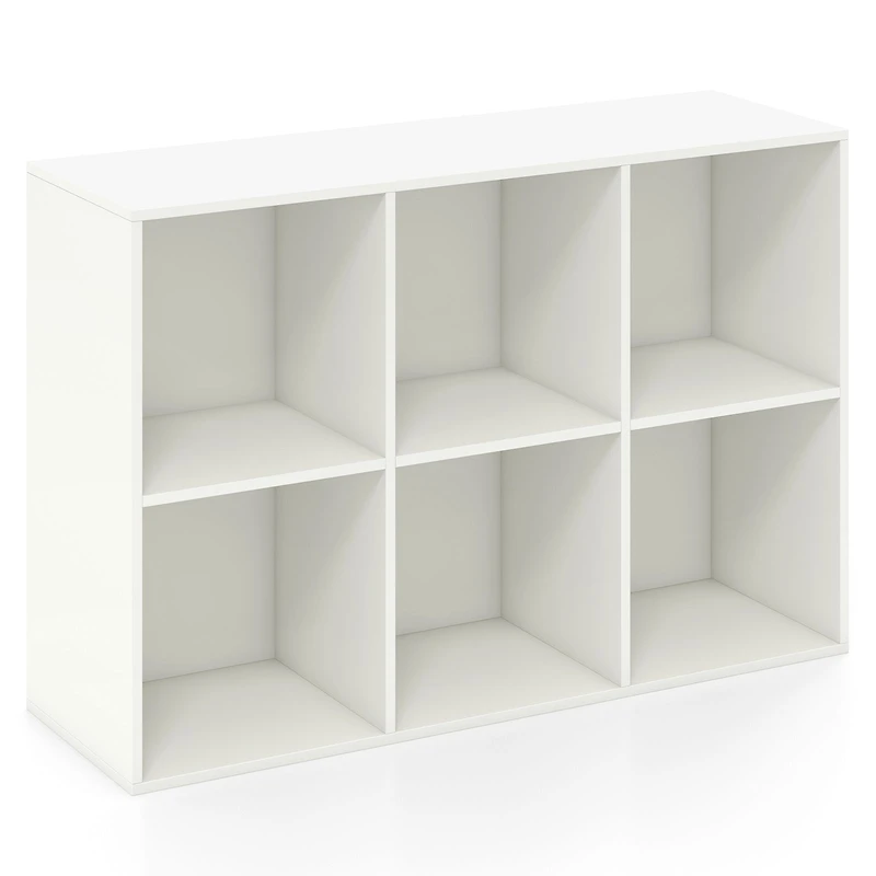 Modern 6-Cube Bookcase, Anti-tipping Kits for Bedroom Living Room - White