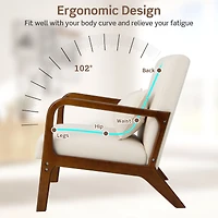 Modern Accent Chair with Rubber Wood Frame and Lumbar Pillow