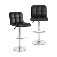 Modern Bat Stools Set of 2, Back and Heavy-duty Metal Base and Footrest - Black