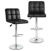 Modern Bat Stools Set of 2, Back and Heavy-duty Metal Base and Footrest - Black