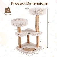 Arbre à chat moderne 40 pouces avec branche naturelle en bois véritable de luxe - Blanc