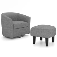 Fauteuil club pivotant moderne avec repose-pieds ottoman