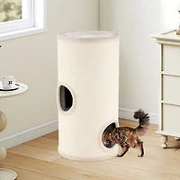 Maison pour chat à plusieurs niveaux avec griffoir en sisal - Beige