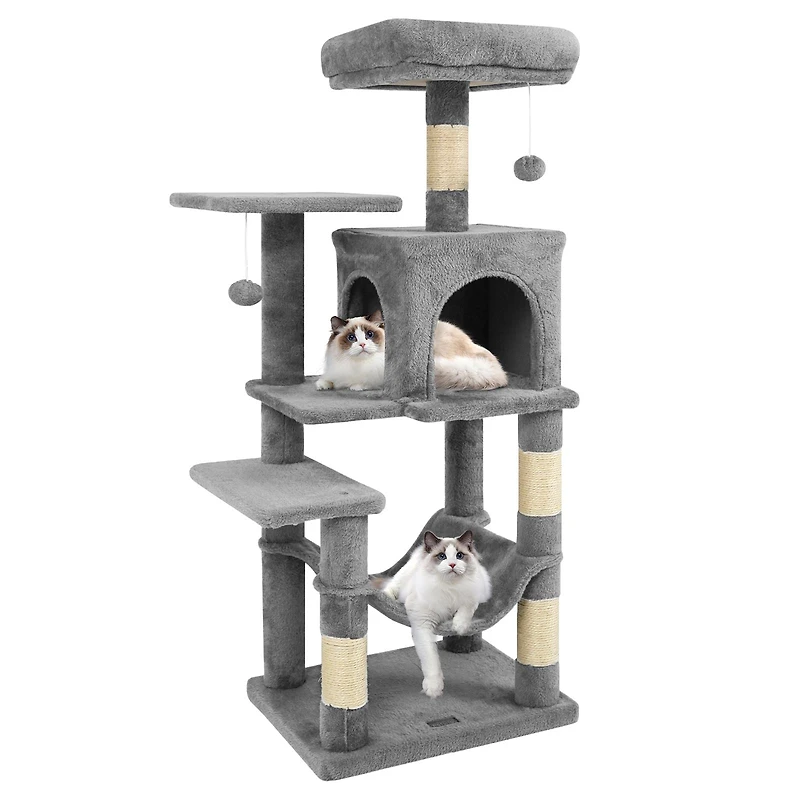 Multi-Level Cat Tower, 2-Door Condo and Padded Top Perch