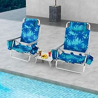 2 Packs 5-Position Outdoor Folding Backpack Beach Table Chair Reclining Set