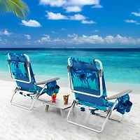 2 Packs 5-Position Outdoor Folding Backpack Beach Table Chair Reclining Set