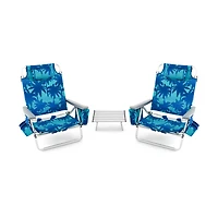 2 Packs 5-Position Outdoor Folding Backpack Beach Table Chair Reclining Set