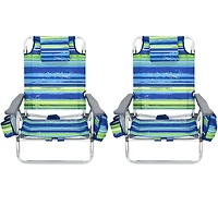 2-Pack Folding Backpack Beach Chair 5-Position Outdoor Reclining Chairs, Pillow