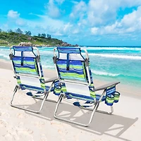 2-Pack Folding Backpack Beach Chair 5-Position Outdoor Reclining Chairs, Pillow
