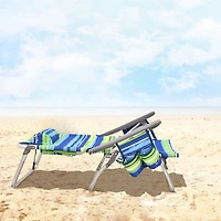2-Pack Folding Backpack Beach Chair 5-Position Outdoor Reclining Chairs, Pillow