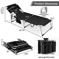 Folding Beach Lounge Chair, Pillow for Outdoor