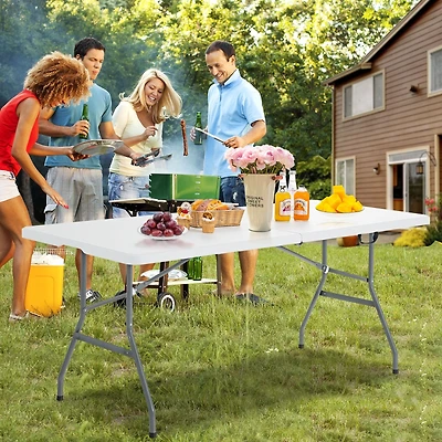 Table de camping d'extérieur pliable en plastique de 1,8 m