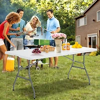 Table de camping d'extérieur pliable en plastique de 1,8 m