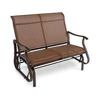 2-Person Patio Glider Bench, High Back and Curved Armrests - Brown