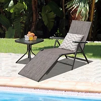 Patio Foldable Chaise Lounge Chair, Backrest and Footrest