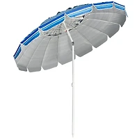 8FT Portable Beach Umbrella, Sand Anchor and Tilt Mechanism for Garden and Patio - Navy