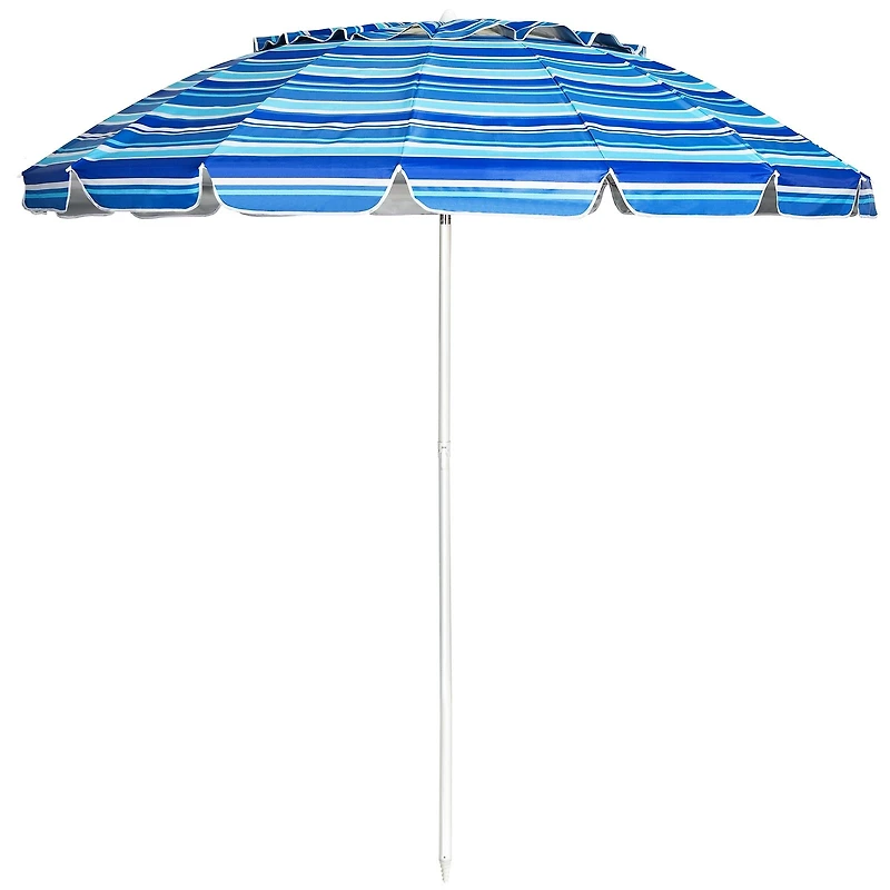 8FT Portable Beach Umbrella, Sand Anchor and Tilt Mechanism for Garden and Patio - Navy