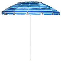 8FT Portable Beach Umbrella, Sand Anchor and Tilt Mechanism for Garden and Patio - Navy