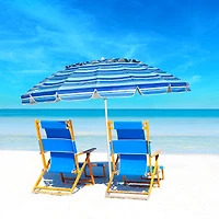 8FT Portable Beach Umbrella, Sand Anchor and Tilt Mechanism for Garden and Patio - Navy