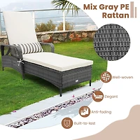 Outdoor Chaise Lounge Chair Recliner, 6-Level Backrest Cushion and Pillow