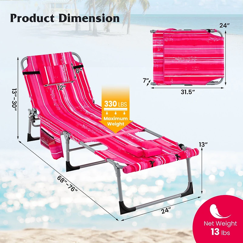 5-position Outdoor Folding Chaise Lounge Chair