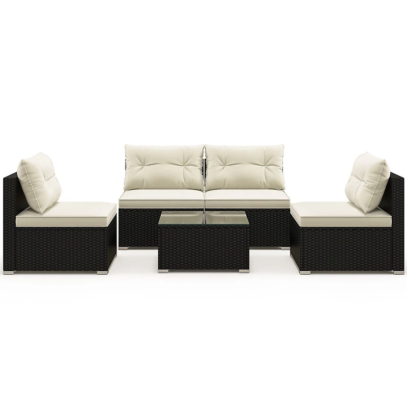 5-Piece Outdoor Patio Furniture Set, Cushions and Coffee Table