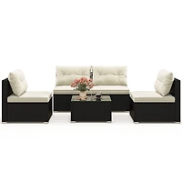 5-Piece Outdoor Patio Furniture Set, Cushions and Coffee Table