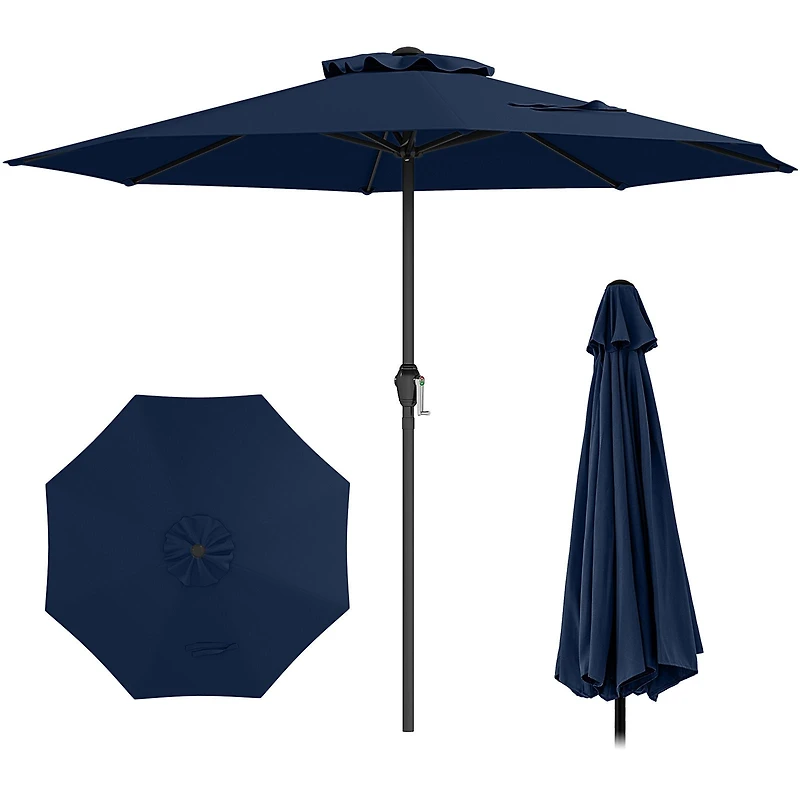 Outdoor Heavy Duty Market Umbrella, Crank Handle and 8 Sturdy Ribs