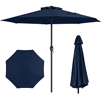 Outdoor Heavy Duty Market Umbrella, Crank Handle and 8 Sturdy Ribs