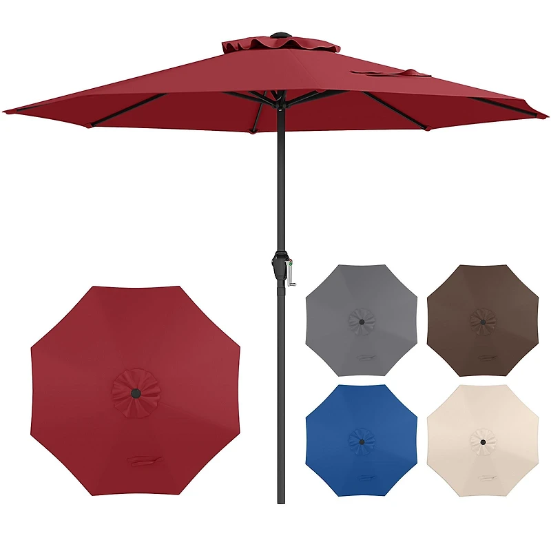 Outdoor Heavy Duty Market Umbrella, Crank Handle and 8 Sturdy Ribs