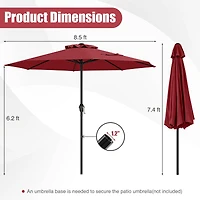 Outdoor Heavy Duty Market Umbrella, Crank Handle and 8 Sturdy Ribs