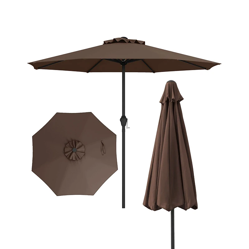 Parasol d'extérieur robuste, manivelle et 8 baleines solides