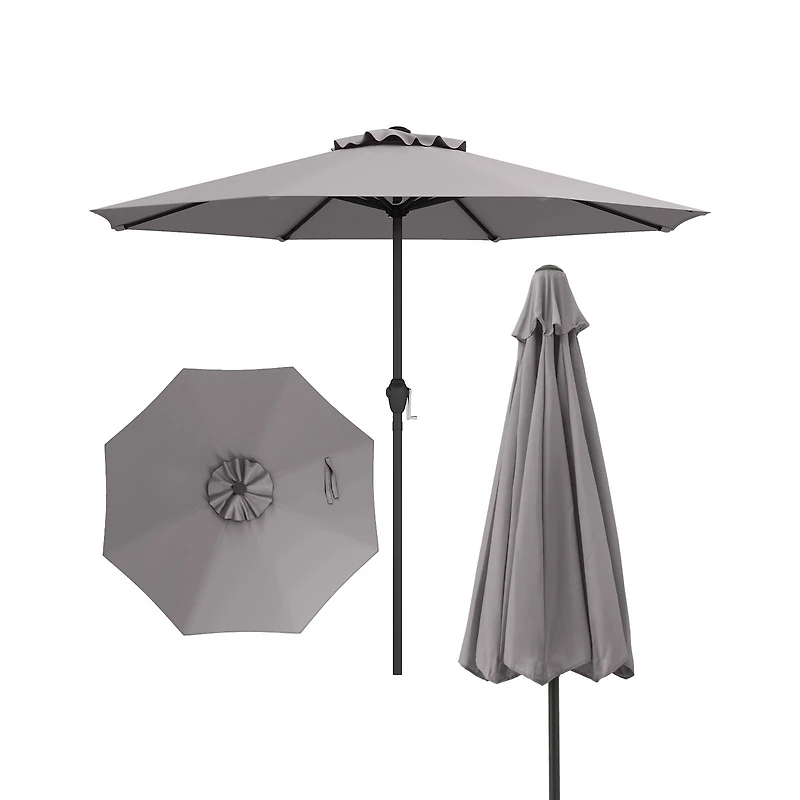 Outdoor Heavy Duty Market Umbrella, Crank Handle and 8 Sturdy Ribs