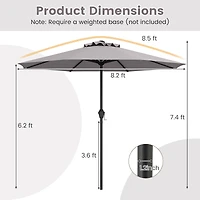 Outdoor Heavy Duty Market Umbrella, Crank Handle and 8 Sturdy Ribs
