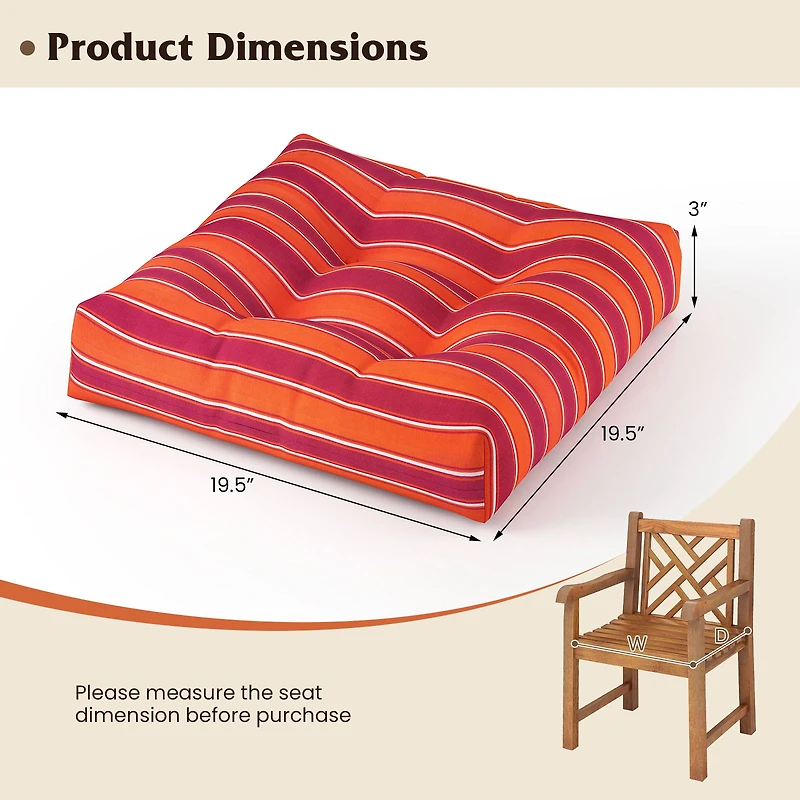 21" x Patio Chair Seat Cushion Pads, For Indoor and Outdoor