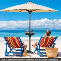 Plateau de table pour parasol de jardin réglable, rangement et tiges de parasol - Noir