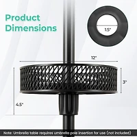Patio Umbrella Table Tray Adjustable, Storage and Umbrella Poles - Black